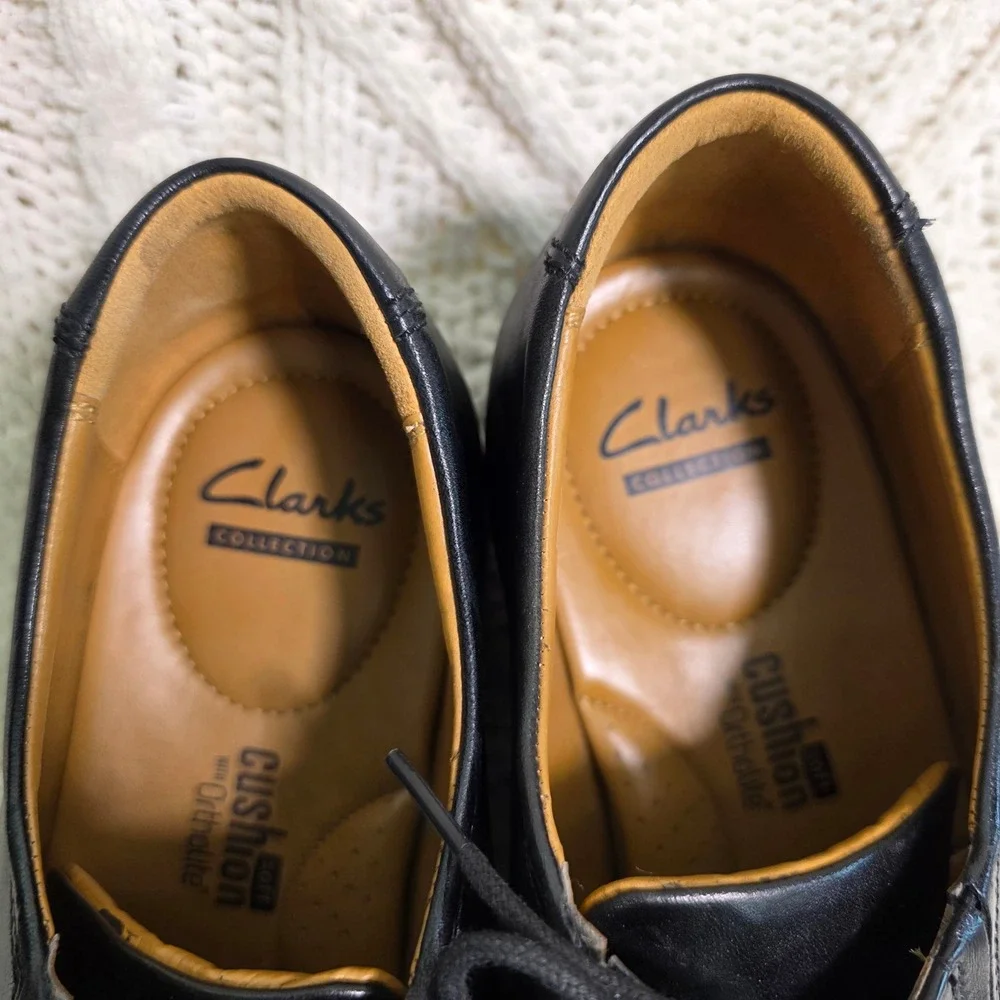 Clarks Tilden Cap Oxford Black Leather Dress Shoes Mens 11.5 M‎ Excellent